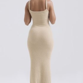 Fayette Beige Soft Fluffy Knit Maxi Dress - Image 10
