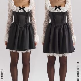Cleora Black Lace Ruffle Mini Dress - Image 2