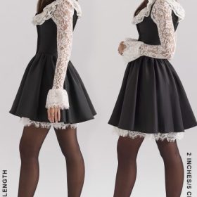 Cleora Black Lace Ruffle Mini Dress - Image 3