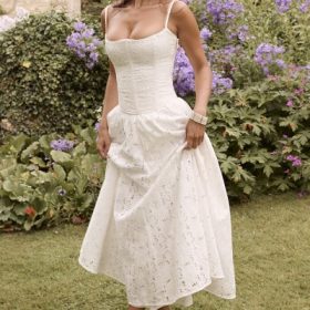 Francine White Broderie Anglais Midi Skirt
