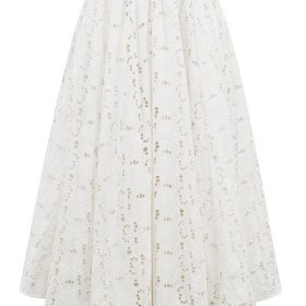 Francine White Broderie Anglais Midi Skirt - Image 2