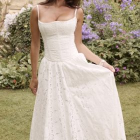 Francine White Broderie Anglais Midi Skirt - Image 6