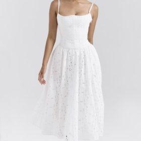 Francine White Broderie Anglais Midi Skirt - Image 7