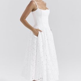 Francine White Broderie Anglais Midi Skirt - Image 8