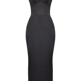 Stefania Black Corset Maxi Dress - Image 2
