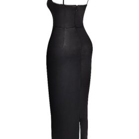 Stefania Black Corset Maxi Dress - Image 3