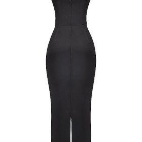 Stefania Black Corset Maxi Dress - Image 4