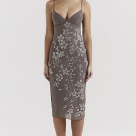 Blanca Smoke Crystal Embellished Midi Dress - Image 7