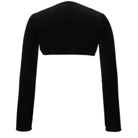 Harmony Black Stretch Velvet Cropped Bolero - Image 4