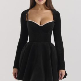 Harmony Black Stretch Velvet Cropped Bolero - Image 5