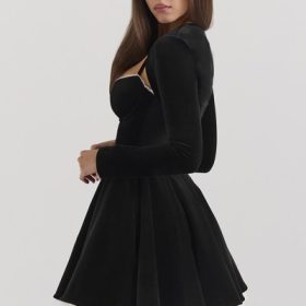 Harmony Black Stretch Velvet Cropped Bolero - Image 8