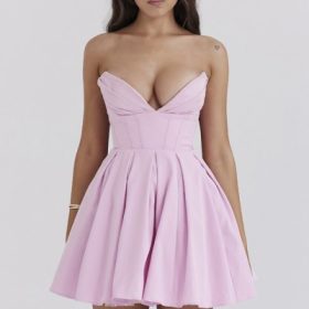 Mar Cotton Candy Twill Strapless Mini Dress - Image 5