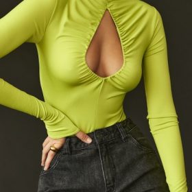 Estrelle Lime Green Cutout Bodysuit