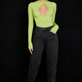 Estrelle Lime Green Cutout Bodysuit - Image 6