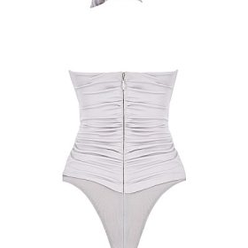 Joie Grey Flower Trimmed Bodysuit - Image 4