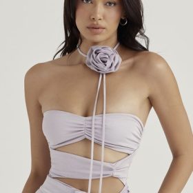 Joie Grey Flower Trimmed Bodysuit - Image 5