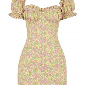 Tanaya Vintage Floral Puff Sleeve Mini Dress - Image 2