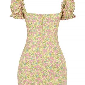 Tanaya Vintage Floral Puff Sleeve Mini Dress - Image 4