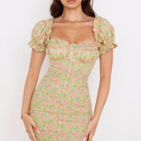 Tanaya Vintage Floral Puff Sleeve Mini Dress - Image 5
