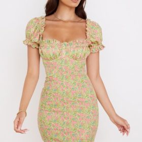 Tanaya Vintage Floral Puff Sleeve Mini Dress - Image 8