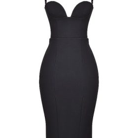 Bellissima Black Sweetheart Midi Dress - Image 2