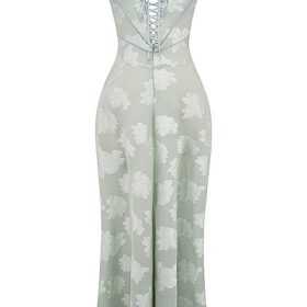 Seren Pistachio Floral Lace Back Maxi Dress - Image 4
