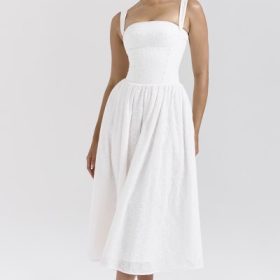 Vivien White Broderie Anglais Midi Sundress - Image 5
