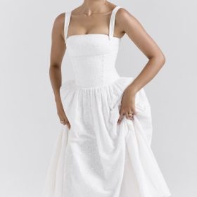 Vivien White Broderie Anglais Midi Sundress - Image 6