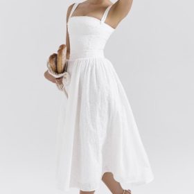 Vivien White Broderie Anglais Midi Sundress - Image 8
