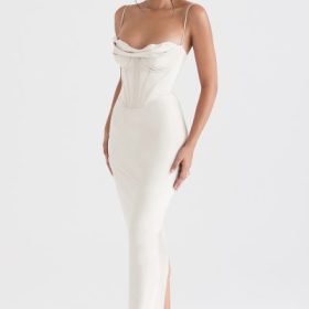 Charmaine Ivory Corset Maxi Dress - Image 9
