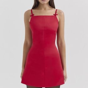Dainty Scarlet Square Neck A-Line Mini Dress - Image 5