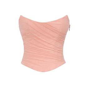 Hallie Peach Strapless Corset With Neck Scarf - Image 2