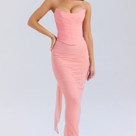 Hallie Peach Strapless Corset With Neck Scarf - Image 6