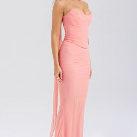 Hallie Peach Strapless Corset With Neck Scarf - Image 8
