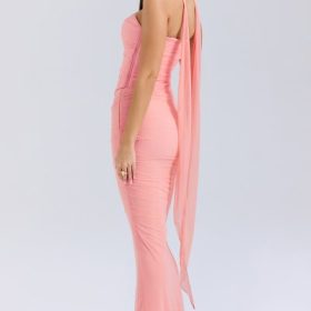 Hallie Peach Strapless Corset With Neck Scarf - Image 9