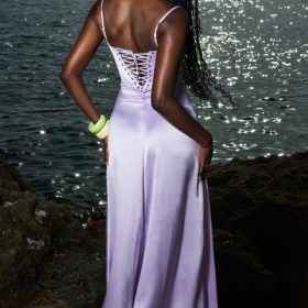 Anabella Orchid Lace Up Maxi Dress