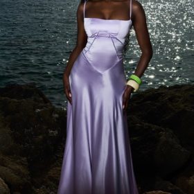 Anabella Orchid Lace Up Maxi Dress - Image 6