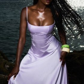 Anabella Orchid Lace Up Maxi Dress - Image 11