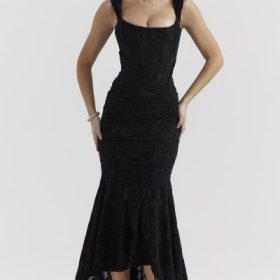 Cesca Black Floral Maxi Dress - Image 7