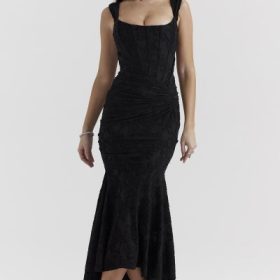 Cesca Black Floral Maxi Dress - Image 8