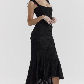 Cesca Black Floral Maxi Dress - Image 9