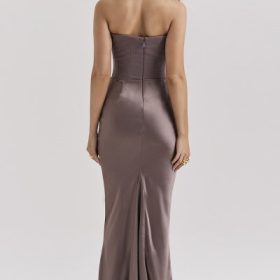 Persephone Smoke Strapless Corset Maxi Dress