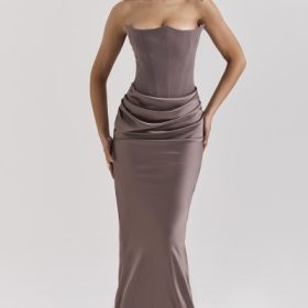 Persephone Smoke Strapless Corset Maxi Dress - Image 5