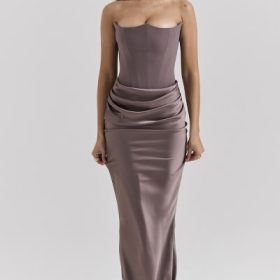 Persephone Smoke Strapless Corset Maxi Dress - Image 7