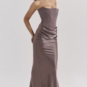 Persephone Smoke Strapless Corset Maxi Dress - Image 8