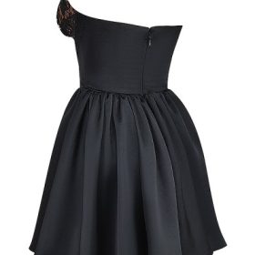 Jadore Black Lace and Satin Strapless Mini Dress - Image 3