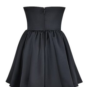 Jadore Black Lace and Satin Strapless Mini Dress - Image 4