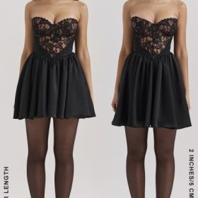 Jadore Black Lace and Satin Strapless Mini Dress - Image 20