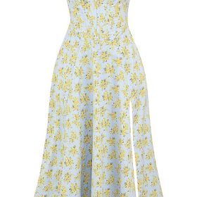 Saira Soft Blue Vintage Floral Print Cotton Midi Sundress - Image 2
