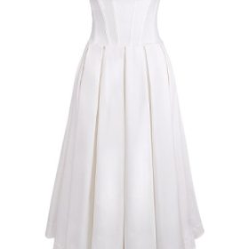 Lady White Strapless Midi Dress - Image 2